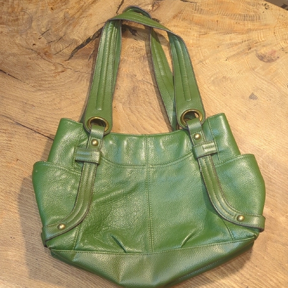 Tignanello Olive Green Leather Shoulder Bag - Picture 1 of 12